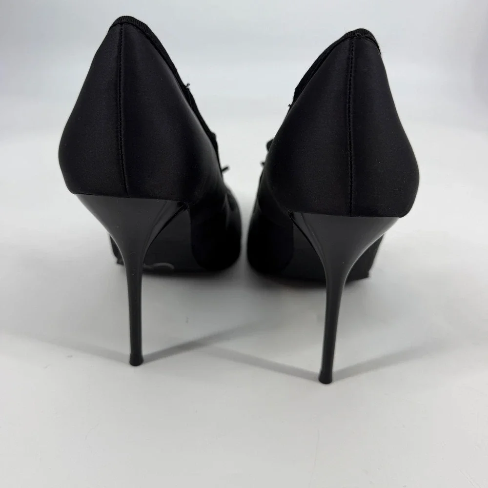 Sugar Thrillz Black‎ Satin Pointed Toe Mary Jane Stiletto Heels Size 9M